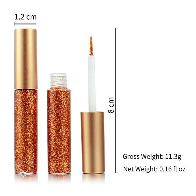 Liquid Glitter-Eyeliner, Shimmer-Water-proof Eye-Glitter Makeup Colorful Eye Liner Liquid Eyeliner (Orange)