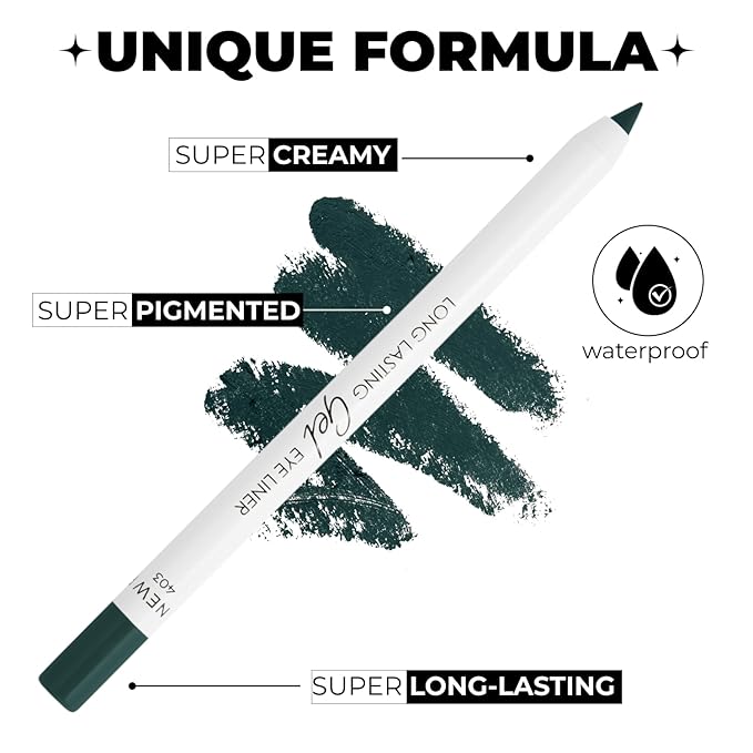 Lamel No Smudge Gel Eyeliner - Emerald Green - Waterproof Eyeliner Pencil - 10-Hour Wear, Sharpenable, Contact Lens Friendly, Vegan - Creamy & Sweat Proof Pencil - Highly Pigmented - 403 Shade