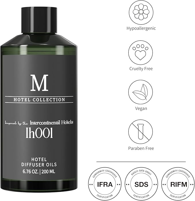 Hotel Diffuser Oil Ih001 Inspired by The Intercontinenta,6.76 Fl Oz (200ml), Home Luxury Aroma & Hotel Fragrance Diffuser Oil for Aromatherapy Bigger Bottle, Bolder Aroma & Longer Lasting
