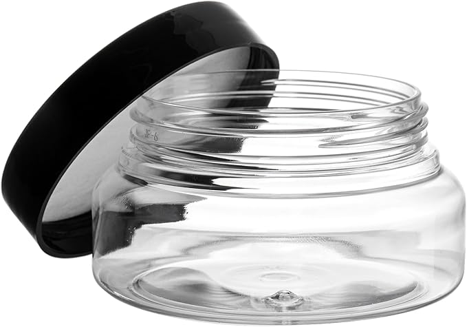 Yarlung 24 Pack 5 Oz Plastic Jars with Lids, Clear Body Scrub Jars Empty Refillable Containers Round Low Profile Samples Jars for Lotion, Body Butter, Sugar Scrub, Cream