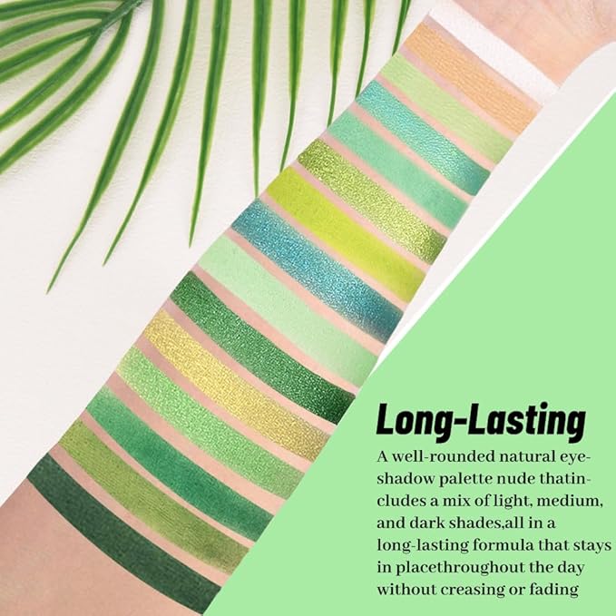 CAKAILA Smokey Green Eye Shadow Makeup Palette,15 Colors Bright Forest Emerald Dark Green Shimmer Matte Makeup Pallet,Long Lasting Waterproof for Daily and Halloween
