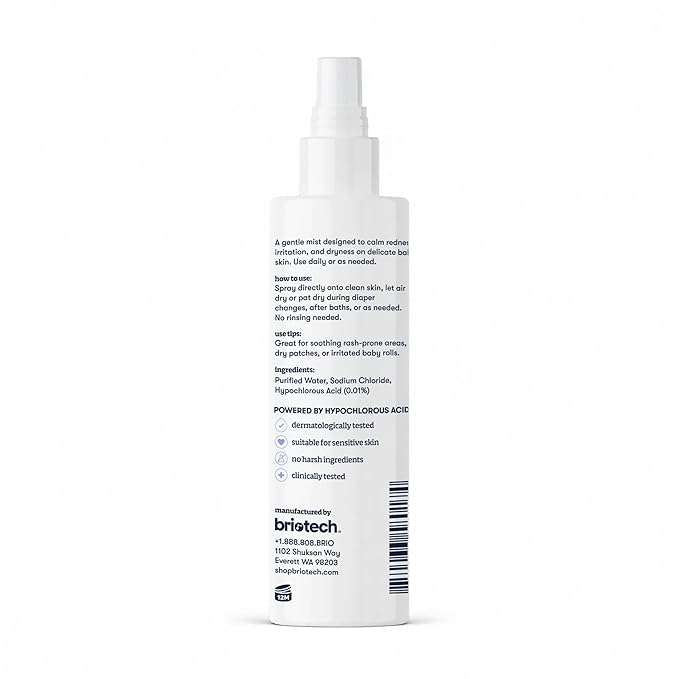 Briotech Baby Skin Love Spray | Gentle Hypochlorous Acid Mist for Soothing, Calming & Cleansing Delicate Skin | Pediatrician-Approved, Added Fragrance-Free | 4 oz (2 Pack)