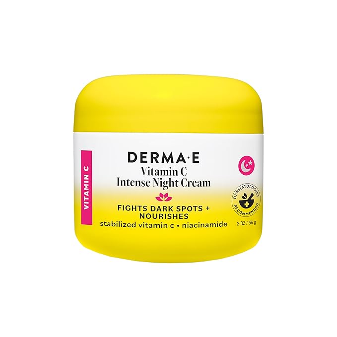 DERMA-E Vitamin C Intense Night Cream, 2 Oz, Brightening and Hydrating Facial Skin Renewing Cream, Anti-Aging Overnight Face Moisturizer for Skincare and Youthful Radiance