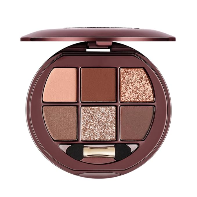 Matte Shimmer Glitter Mini Eyeshadow Palette – 6-Color Warm Caramel Rust Eye Shadow Kit, High Pigment Long-Lasting Waterproof Nude Brown Smokey Eyes Makeup Palette for Daily Wear & Soft Glam Looks