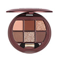 Matte Shimmer Glitter Mini Eyeshadow Palette – 6-Color Warm Caramel Rust Eye Shadow Kit, High Pigment Long-Lasting Waterproof Nude Brown Smokey Eyes Makeup Palette for Daily Wear & Soft Glam Looks