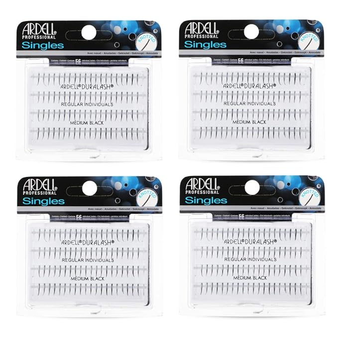 Ardell Regular Individual Lashes – DIY Lash Clusters, Knot-Free Natural Single Eyelash Clusters for Custom Lash Extension Look, 4 Pack