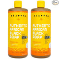 Alaffia Authentic African Black Soap, Unscented, 2-Pack – All-in-One Moisturizing Cleanser for Face, Hands, Body & Hair, 32 Oz Ea