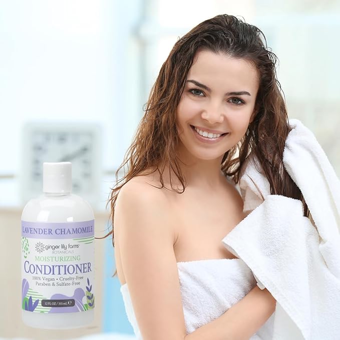 Ginger Lily Farms Botanicals Moisturizing Conditioner for Dry Hair, 100% Vegan & Cruelty-Free, Lavender Chamomile Scent, 12 Fl Oz (Pack of 6)