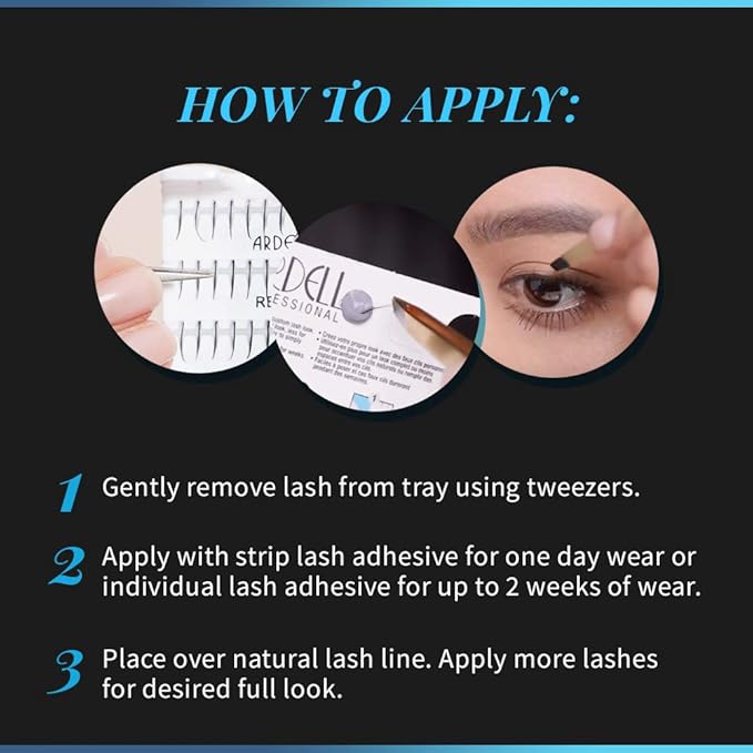 Ardell Regular Individual Lashes – DIY Lash Clusters, Knot-Free Natural Single Eyelash Clusters for Custom Lash Extension Look, 4 Pack