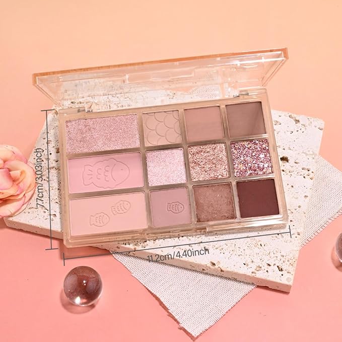 AMY'S DIARY Pink, Nude Eyeshadow Palette Eye shadow Makeup,Eyeshadow Shiny Sparkle Shimmer Glitter Eyeshadow Waterproof Pallete, Glitter Eye Make Up (12-04)