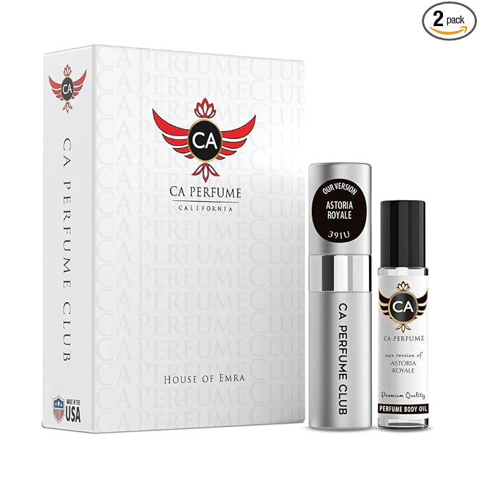 CA Perfume Duo Impression of Astoria Royale For Women And Men Perfume Layering Set Long Lasting Travel Size EDP + Body Oil Roll-On Bottle 0.27 Fl Oz+0.33 Fl Oz