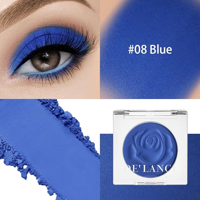 Matte Blue Eyeshadow Palette Single with Applicator – Vibrant Navy, Royal, and Dark Blue Shades for Professional Eye Makeup – Travel-Friendly, Popular Colors for Dramatic Blue Smokey Eye