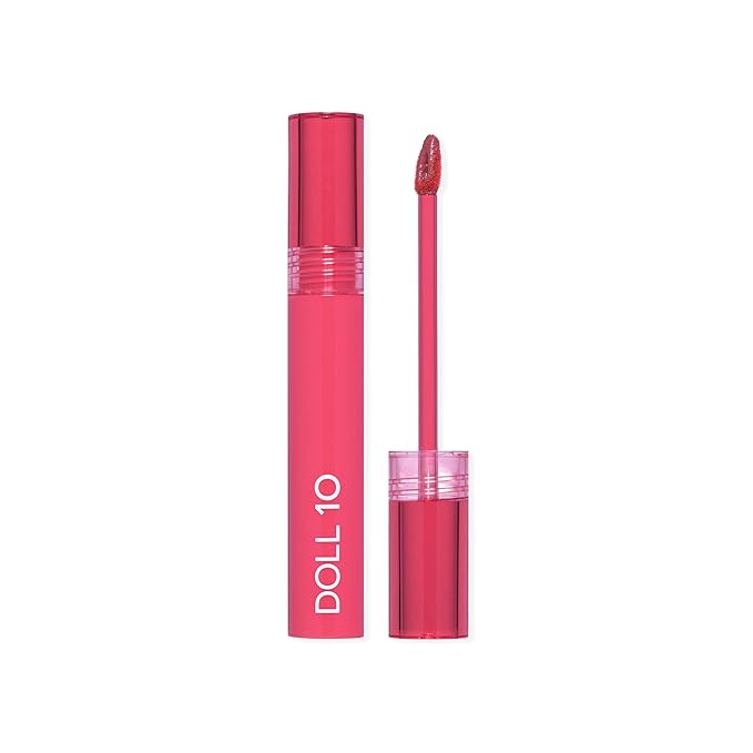 Doll 10 Peptide Plumping Satin Lip Stain– Hydrating Lip Tint w/Hyaluronic Acid & Peptides- Long-Lasting, Lightweight, Semi-Matte Finish- Clean -Cruelty/Paraben Free- .11oz- Satin Berry/Vibrant Pink