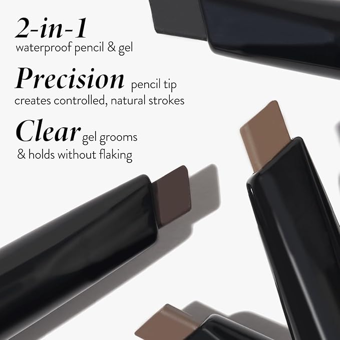 LAURA GELLER NEW YORK Sculpt-n-Stay 2-in-1 Waterproof Eyebrow Pencil & Brow Gel –Soft Black – Fills Sparse Brows, Defines & Sets – Smudge-Proof, Long-Lasting, Natural Finish