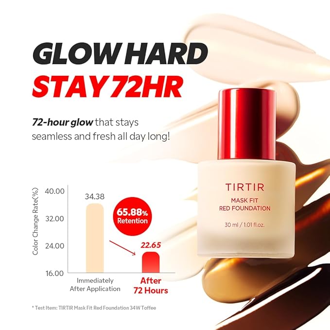 TIRTIR Mask Fit Red FoundationㅣLong Lasting Flawless Coverage, Energy Essence, Lightweight, Hydrating, Pore-Blurring, Breathable Satin Finish, Makeup, Radiant Skin, #21C Cool Ivory, 1.01 Fl Oz