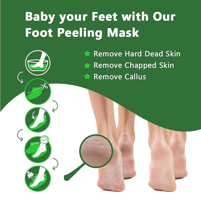 Foot Peel Mask 5 Pack, Skin Exfoliating Foot Masks, Natural Exfoliator for Dry, Callus, Dead Skin Remover, Repair Rough Heels Feet Peeling Mask for Men Women (Tea Tree Scent)