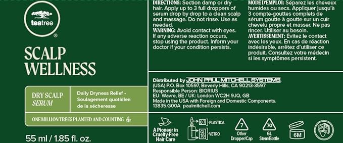 Tea Tree Scalp Wellness Dry Scalp Serum, Daily Dryness Relief, For Dry Hair + Scalps, 1.85 fl. oz.