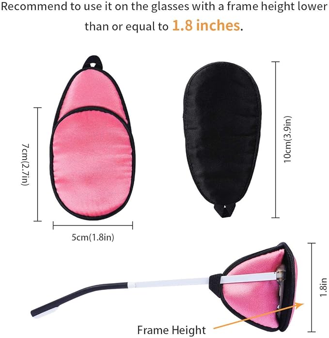 eZAKKA Eye Patches for Adults, Eye Patch for Glasses, Silk Medical Eyepatch for Lazy Eye Patches for Women Amblyopia Strabismus and After Surgery (Peach Pink+Black)