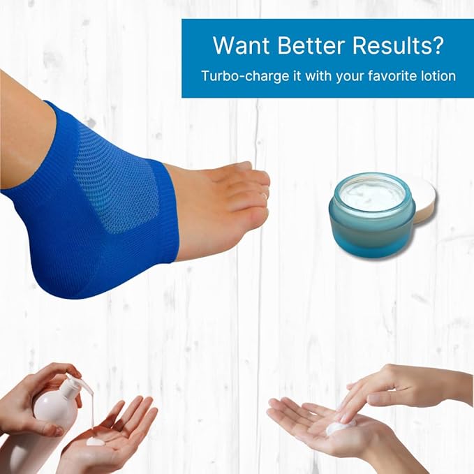 NatraCure Vented Moisturizing Gel Heel Sleeves (Color: Royal Blue) - 3 Pairs - (608-M-RB CAT3PK) - Size: Regular