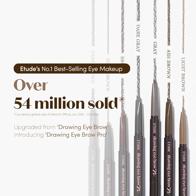 ETUDE Drawing Eye Brow Pro (Ash Brown) Eyebrow Pencil for women, Microblading, Long Lasting, Soft Textured Natural Daily Look, Korean Makeup, Beauty (0.008 Ounce)