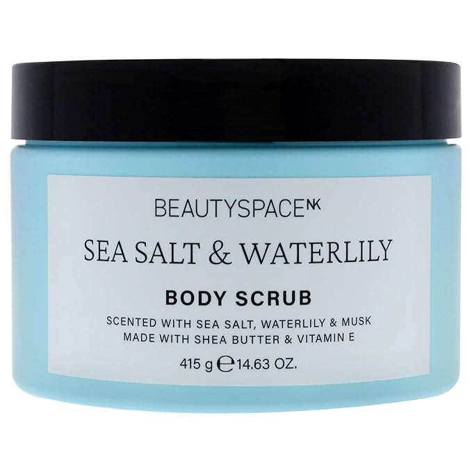 Beauty SpaceNK Sea Salt & Waterlily Exfoliating Body Scrub – Hydrating, Nourishing, Gentle Exfoliation – Suitable for All Skin Types, Soft & Radiant Skin, Cruelty-Free Rejuvenating Formula – 14.63 oz