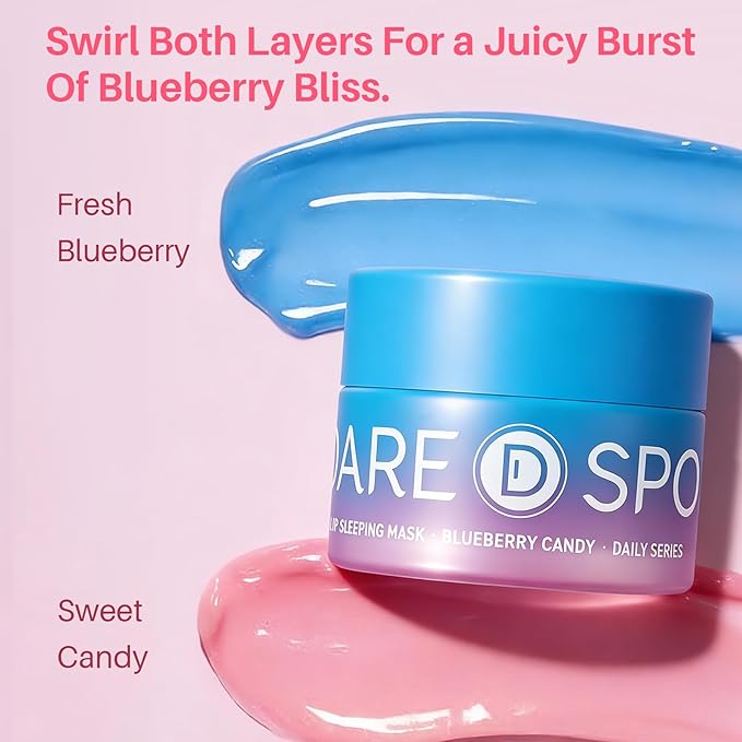 SPODARE Blueberry Lip Mask Overnight, Swirl Lip Sleeping Mask for Dry Cracked Lips Care, Dual-Color Lips Balm for Nourishing and Softening Lips and Reduce Fine Lines -12g