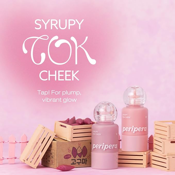 PERIPERA SYRUPY TOK CHEEK 15 Colors, Liquid Blush, Dewy Finish and Hydrates All day, Soft Velvet Texture Face Cheek Tint (09 PALE PEACH)