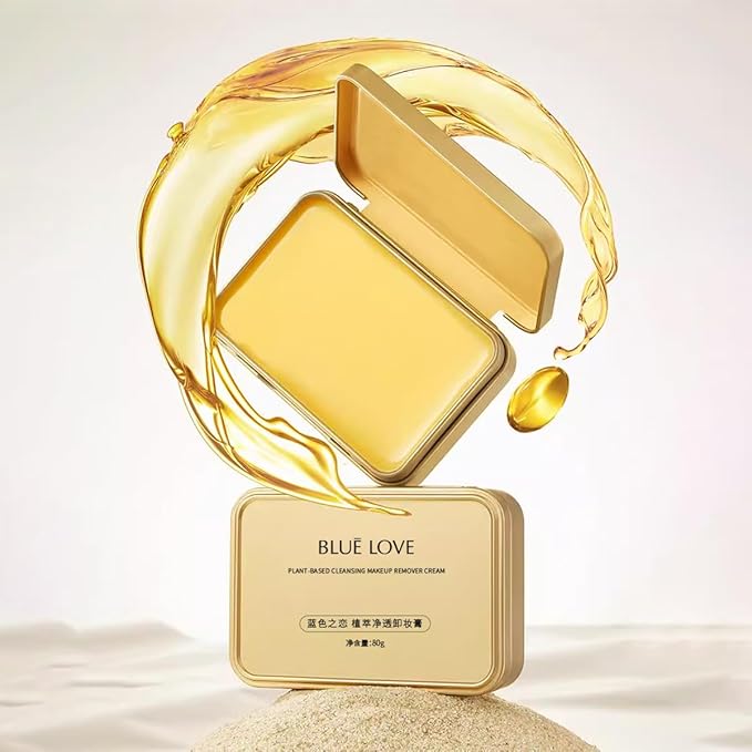 BLUE LOVE Gold Melt Balm Makeup Remover - Transforming Cleanser with Natural Botanicals, Gently Dissolves Waterproof Makeup & Impurities, Nourishing Face Cleanser for All Skin Types