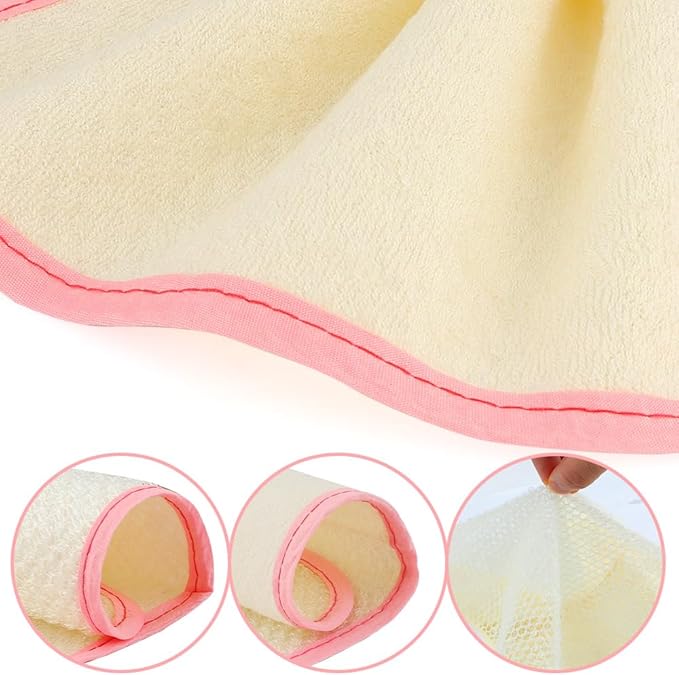 Pink Exfoliating Wash Cloths, 5 Pack, 9.4 x 7.8 inches, Nylon/Cotton, Dual-sided, Machine Washable