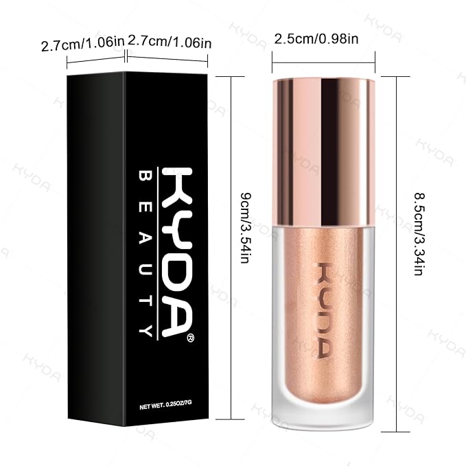 KYDA Liquid Glitter Eyeshadow, High Pigment Champagne Metallic Glittery Eyeshadow, Soft Lightweight Creamy Formula, One-Swipe Coverage, Long-wearing Crease-Resistant Eyes Glitter Makeup, 0.25oz