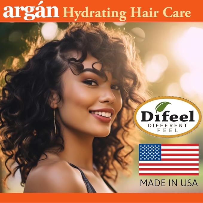 Difeel Argan Hydrating Shampoo 33.8 oz. - Natural Sulfate Free Argan Oil Shampoo for Hair