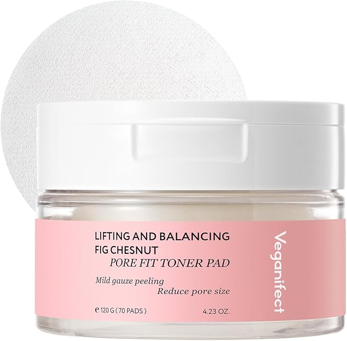 Veganifect Pore Refining Toner Pad for All Skin Types, Sebum Control, Tighten Pores, Korean Skin Care, Vegan (70 Pads)