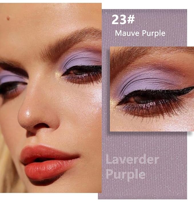 evpct Mauve Lavender Purple Matte Single Eye Shadow Palette Makeup for Older Women, Plum Lavender Purple Natural Cream Eyeshadow Palette for Green Eyes, High Pigment Mini Monochrome Eyeshadow