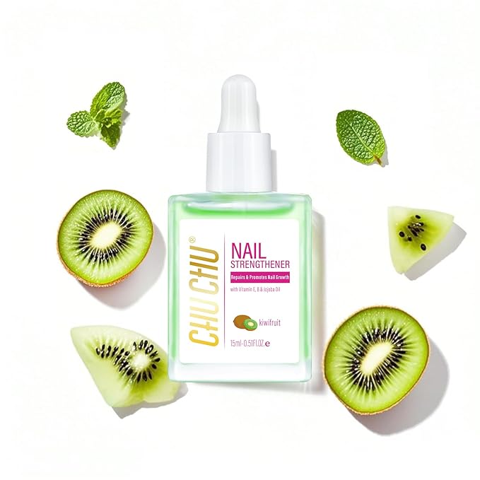 CHUCHU Vegan Cuticle Oil for Nail: Kiwi Scent Natural Vitamin B & E Nail Oil - Hydrates Moisturizes Repairs for Nails Damage Dry Cuticle 0.51 Fl Oz