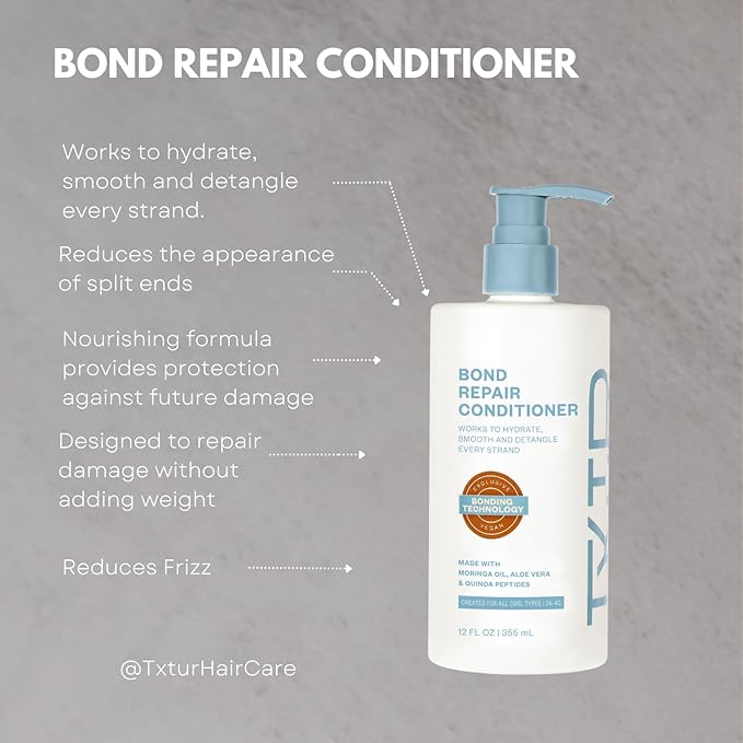 Bond Repair Conditioner For All Textured Hair Types, Hydrates, Smooths & Detangles While Providing Protection To Your Curls From Future Damage, 12 Fl Oz