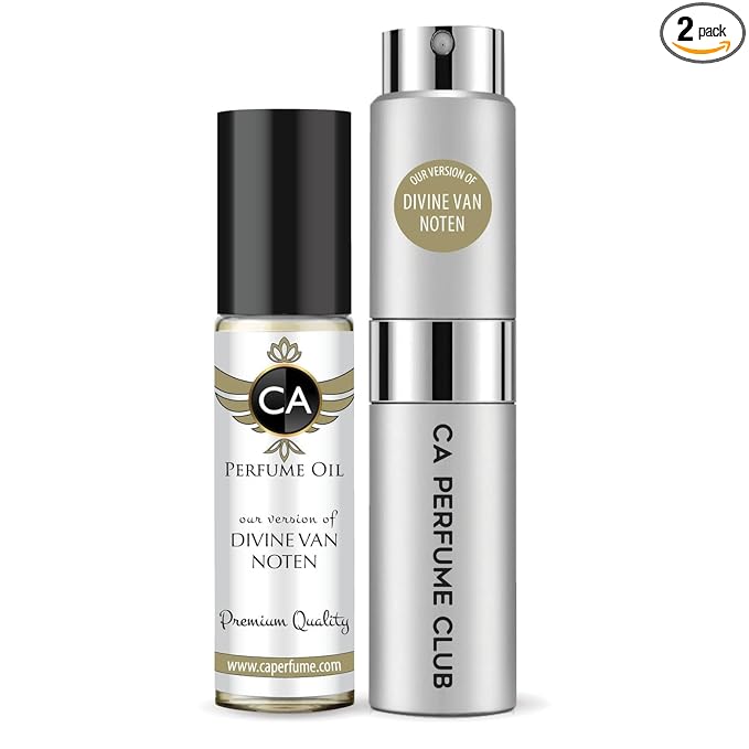 CA Perfume Duo Impression of Divine Van Noten For Women And Men Perfume Layering Set Long Lasting Travel Size EDP + Body Oil Roll-On Bottle 0.27 Fl Oz+0.33 Fl Oz