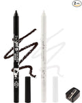 Black White Waterline Eyeliner Gel Pencil, Long Stay Eyeliner Waterline Waterproof Smudge-Proof, Safe for Sensitive Eyes, Eye Liner Brightener Pen with Sharpener, Soft Cream Rich Color Eye Makeup Pen