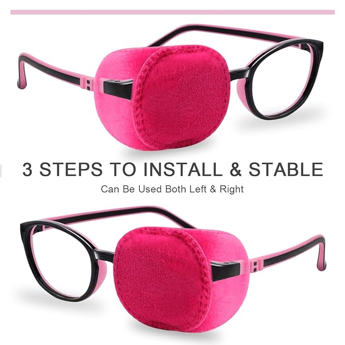 4 Pack Eye Patches for Kids Girls Boys, Right & Left Eye Patch for Glasses, Lazy Eye Patch for Children Treating Lazy Eye Amblyopia Strabismus and After Surgery (Pink)