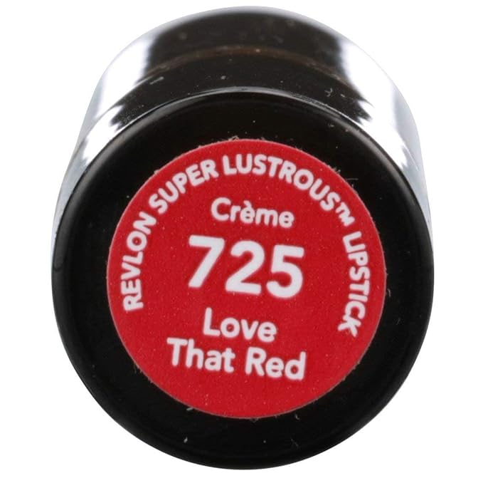 Revlon Super Lustrous Lipstick with Vitamin E and Avocado Oil, Cream Lipstick in Red, 725 Love that Red, 0.15 oz (Pack of 2)
