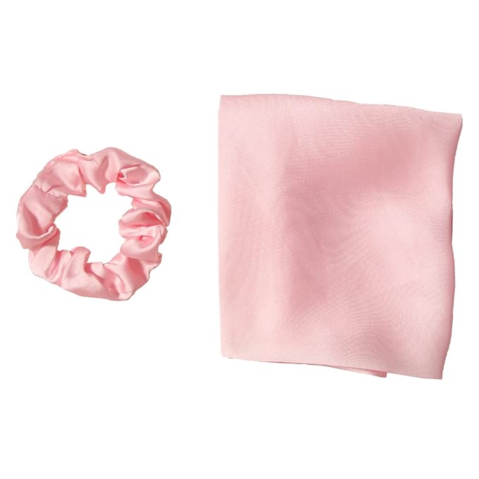 Pack of 2 Knotted Bow Hair Scrunchies Elastic Hair Scarf Black Hair Ties Bands Satin Hair Ribbon Scrunchy Red Ponytail Holder for Women and Girls (Light pink)