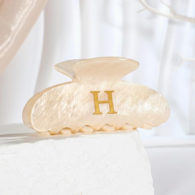 Acrylic Letter Hair Clips For Women Alphabet Hair Claw Initial Hair Clip Fashion Glitter Chic Monogram Claw Clip Hair Accessory Large Hair Clips H