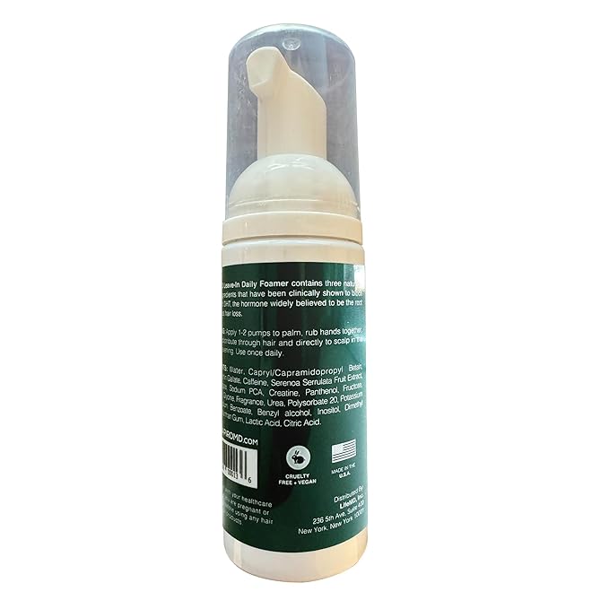 Shapiro MD Hair Growth Experts Leave-In Daily Foam, DHT Fighting Vegan Formula for Thinning Hair Developed by Dermatologists, Experience Healthier, Fuller & Thicker Looking Hair, 1 Month Supply