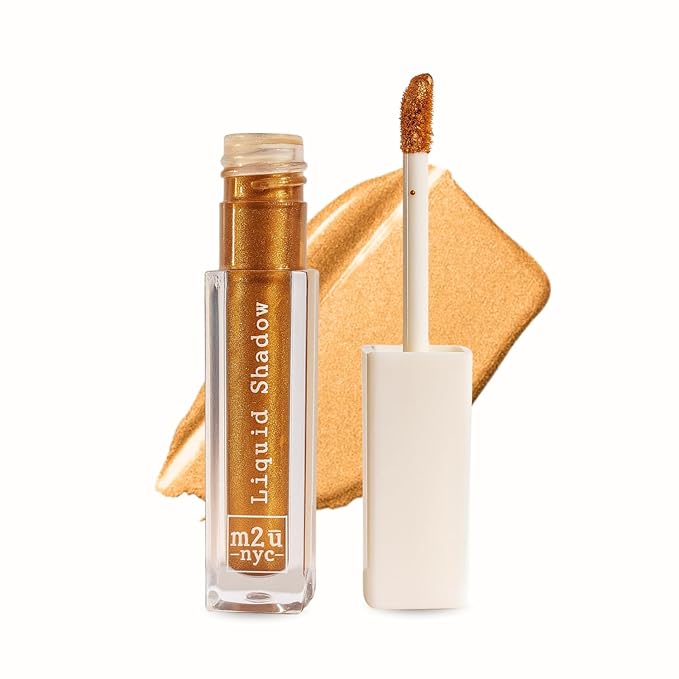 M2U NYC (Golden Copper Liquid Eyeshadow – Quick Drying Liquid Eye Shadow with One Swipe Pigment Coverage – Long Lasting, Buildable & Blendable Crease Proof Formula – Shimmer Finish