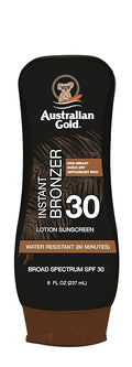 Australian Gold Sunscreen Lotion with Instant Bronzer, Broad Spectrum, Water Resistant, Non-Greasy, Oxybenzone Free, Cruelty Free, SPF 30, Coconut, 8 Fl Oz (A70902)