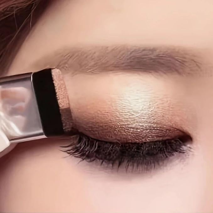 3 Pcs Shimmer Eye Shadow Palette Makeup with Brush and Two-Color Blendable Eyeshadow Palette for Women Travel Size