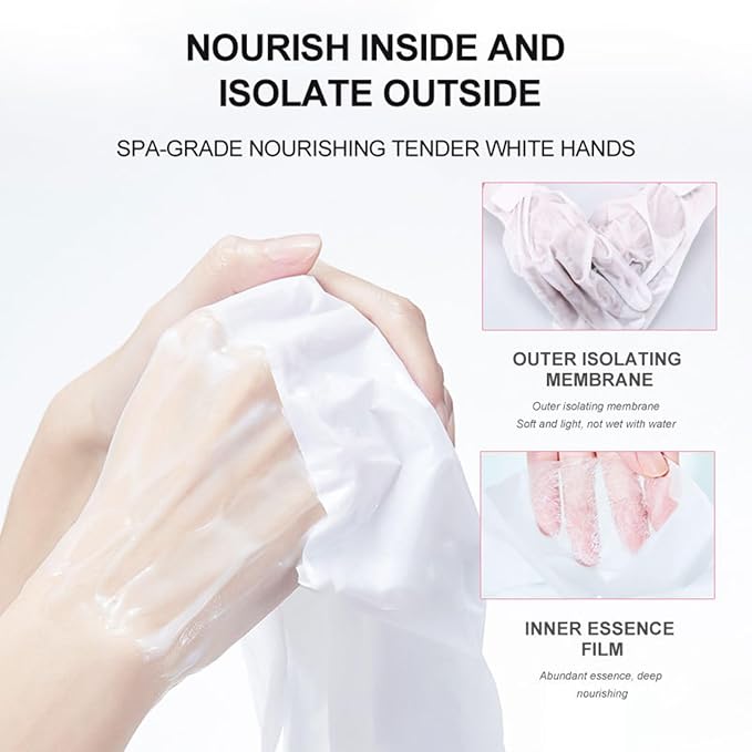 VolksRose 5 Pairs Hand Mask Gloves with Rose & Milk - Moisturizing Hand Mask for Dry Cracked Hands Overnight Repair Treatment, Intensive Hydration Spa Gloves for Women, Self Care Gifts for Rough Skin