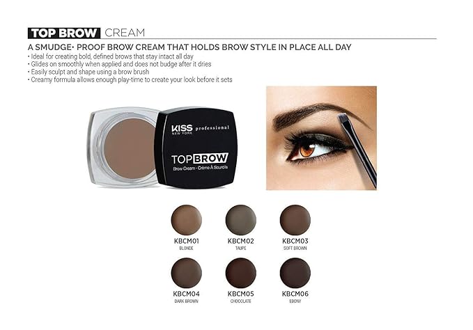 Kiss New York Professional Top Brow Eyebrow Cream (KBCM05 - Chocolate)