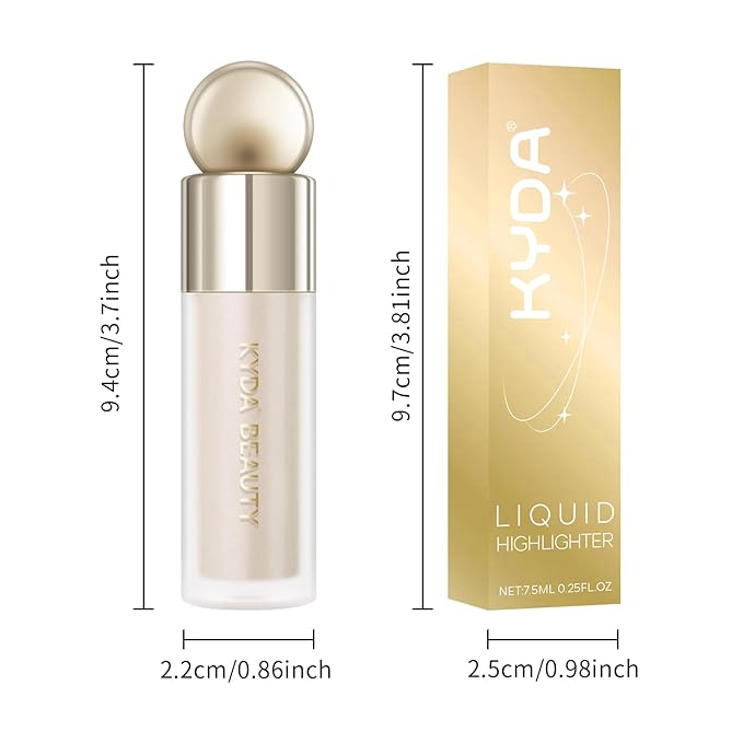 KYDA Liquid Highlighter, Natural Glow Face Illuminator, Multiuse Liquid Glow Filter Makeup, Complexion Booster, Healthy Glowing Skin Look with Buildable Sheer Coverage, Champagne