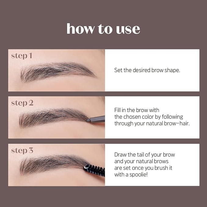 ETUDE Bare Edge Brow Pencil, Eyebrow Pencil, Slim 3D Hexagon, Natural Looking, Korean Makeup, Beauty, Grey Brown (0.003 Ounce)