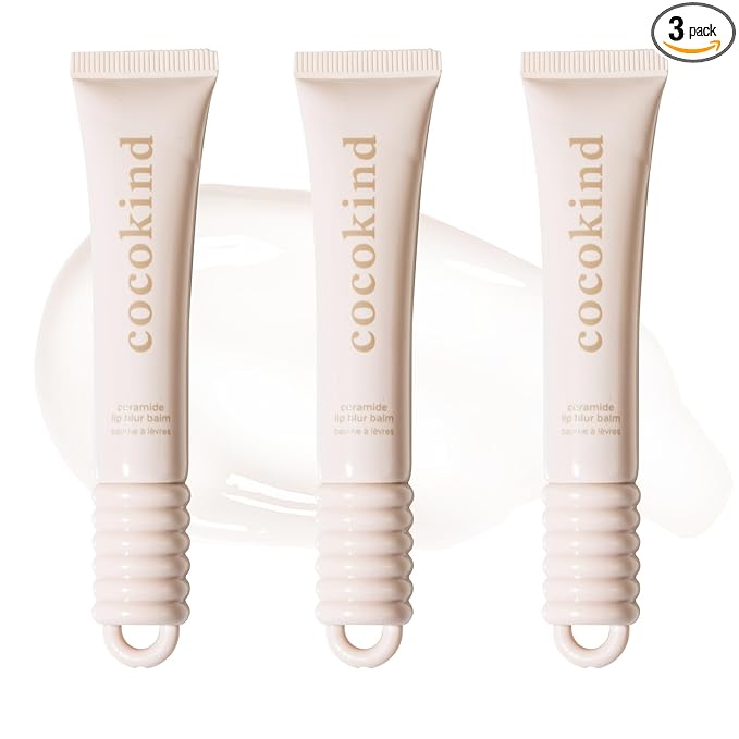 Cocokind Ceramide Lip Blur Balm, Be Real - Clear Hydrating Lip Balm with Ceramides & Peptides, Made for Sensitive Skin & Lips, Unflavored & Fragrance-Free - 3 pack